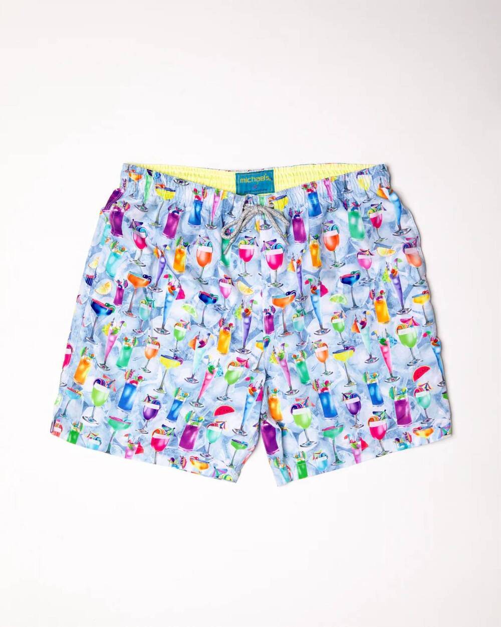 NEW MICHAEL'S SWIMWEAR men's cyclist tropical treats liner swim trunks in multic